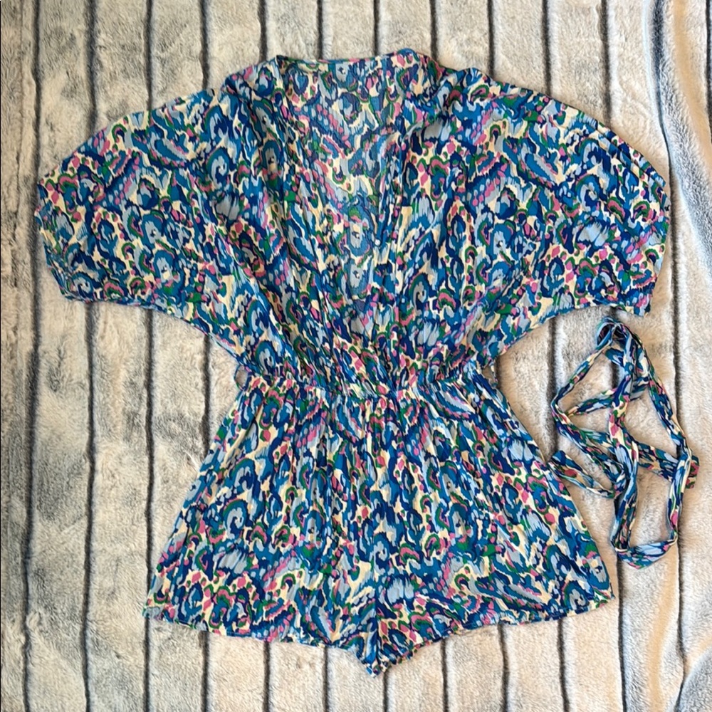 Women's Blue Multicolor Printed Romper